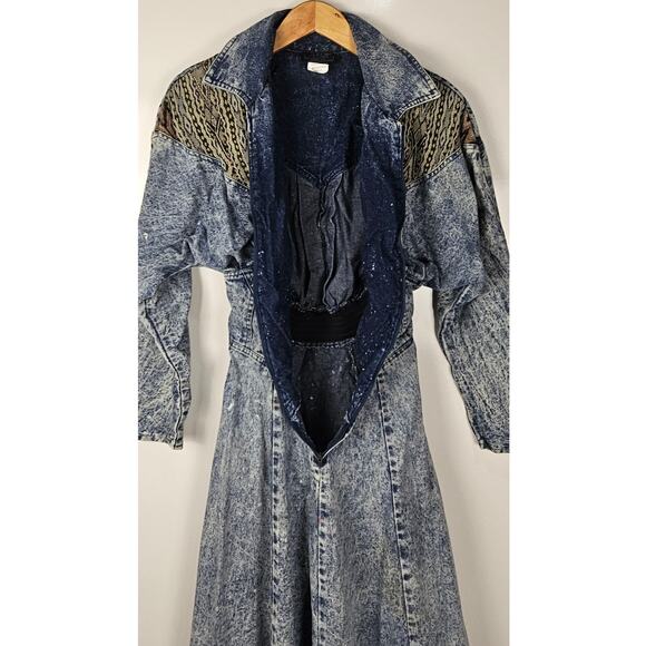 PG Collection Ginger Bolt vintage denim dress sz12 blue stonewash western 80s - Picture 3 of 12